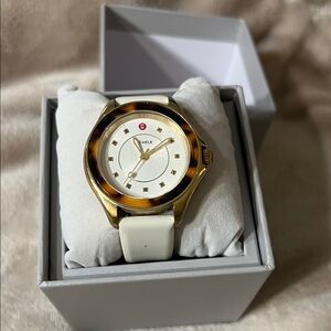 Michele Gold and Cream Watch with White Dial